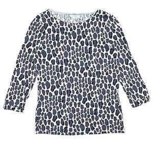 Boden Leopard Print Tshirt 2 Lyocell 3/4 Sleeve Tee Neutral Animal Print